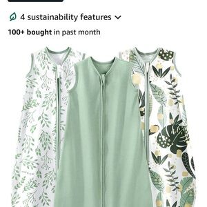 Green and Leaf Print Baby Sleep Sacks